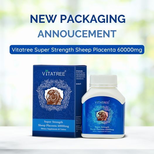 Vitatree ra mắt phiên bản đóng gói mới sản phẩm TPBVSK Vitatree Super Strength Sheep Placenta 60000mg 60 viên (Nhau thai cừu Úc) 