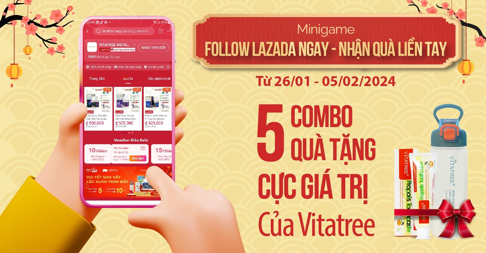 Minigame “Follow LAZADA ngay - Nhận Quà Liền Tay” 