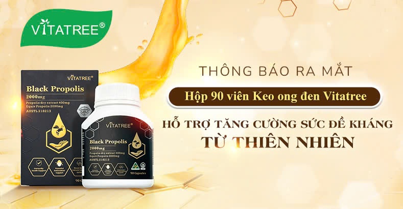 [Thông báo ra mắt] Vitatree Black Propolis Hộp 90 Viên - Hỗ Trợ Tăng Cường Sức Đề Kháng Từ Thiên Nhiên 