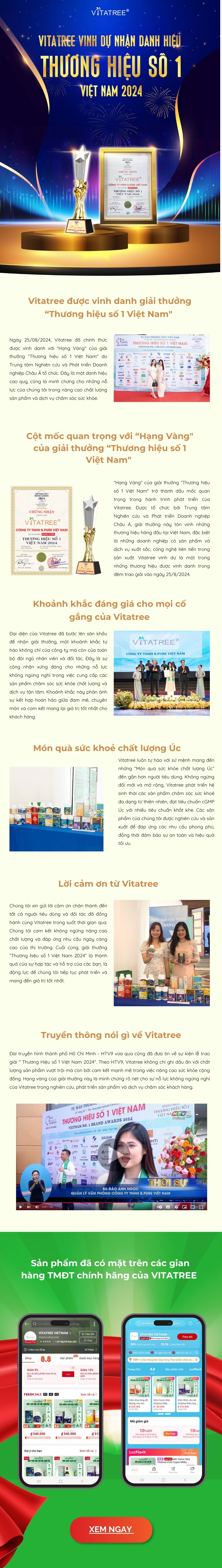 Vitatree nhận hạng Vàng