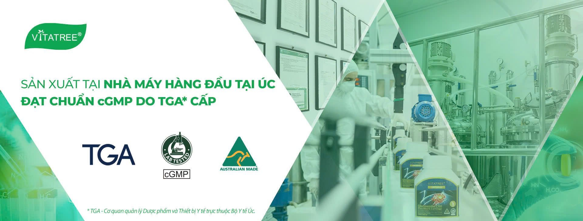 SẢN XUẤT TẠI NHÀ MÁY HÀNG ĐẦU TẠI ÚC ĐẠT CHUẨN cGMP DO TGA* CẤP