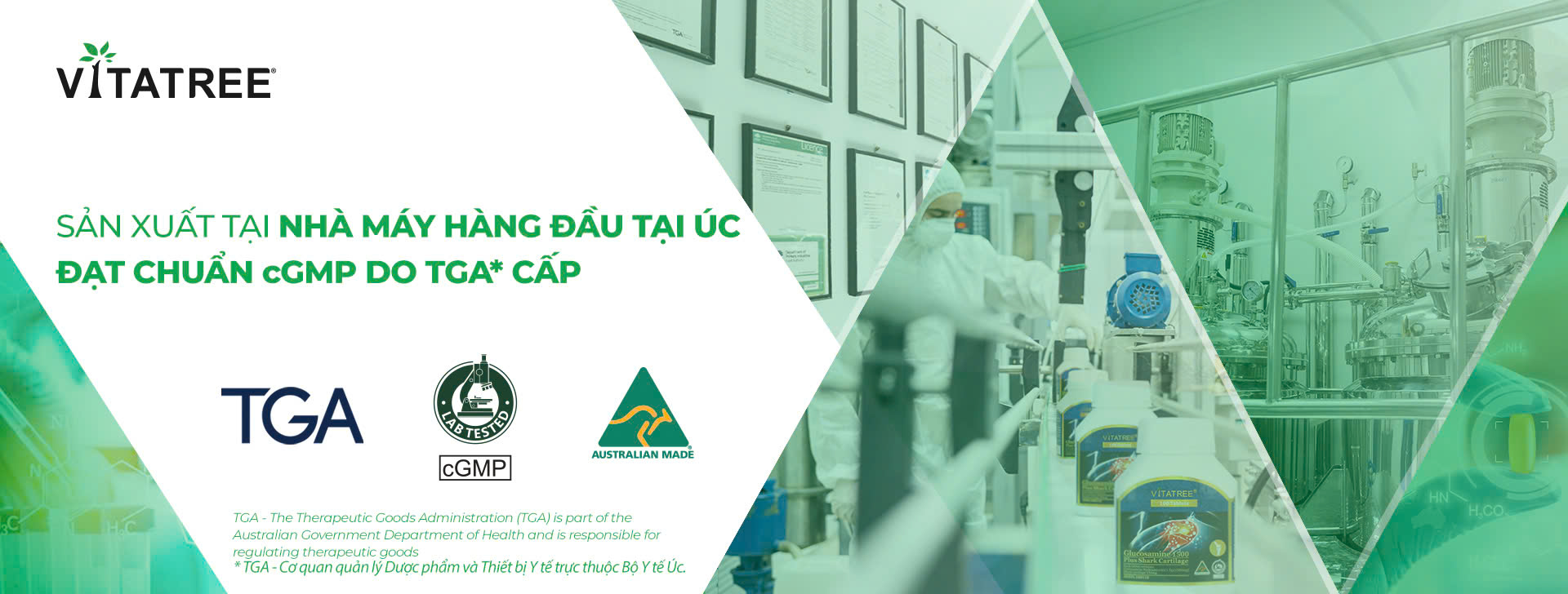 SẢN XUẤT TẠI NHÀ MÁY HÀNG ĐẦU TẠI ÚC ĐẠT CHUẨN cGMP DO TGA* CẤP