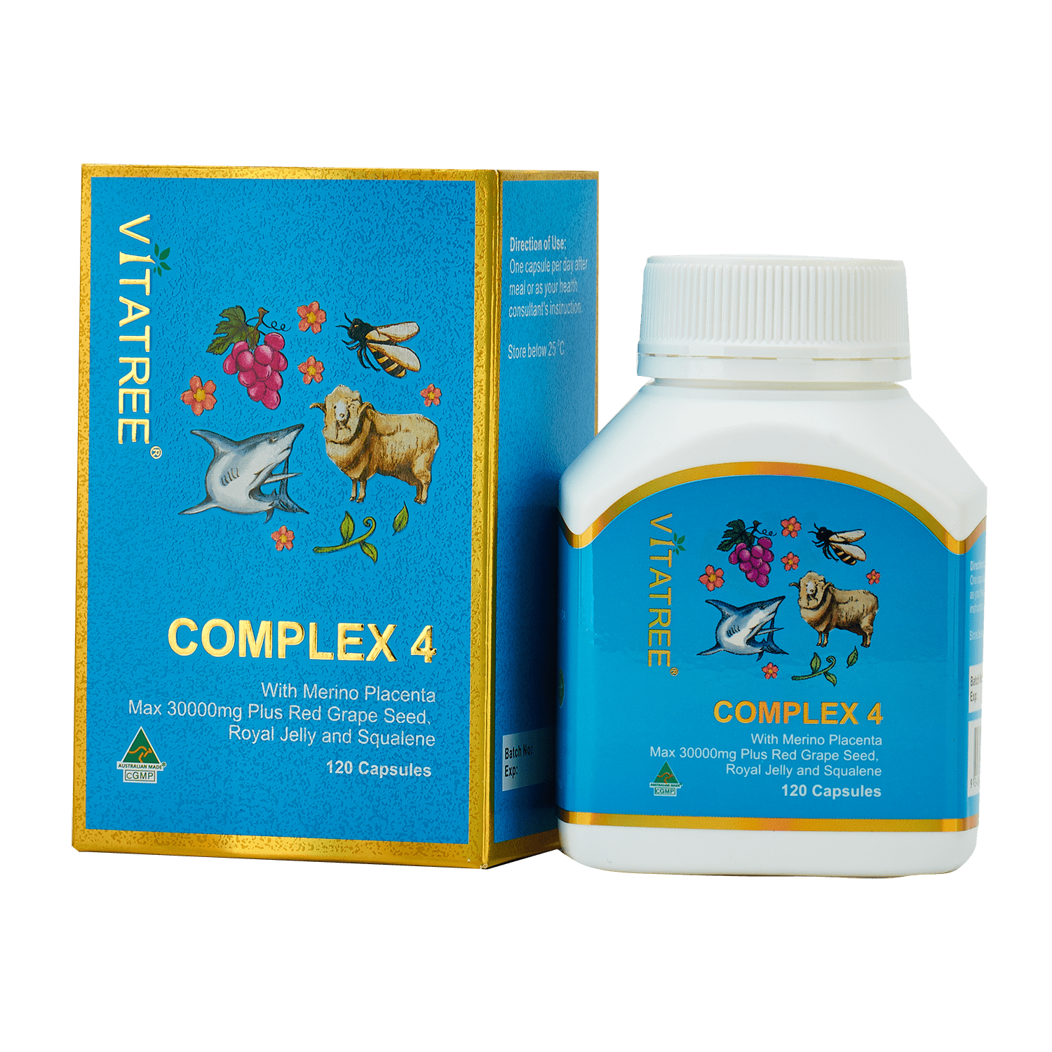 Viên uống đẹp da Vitatree Complex 4 120 viên