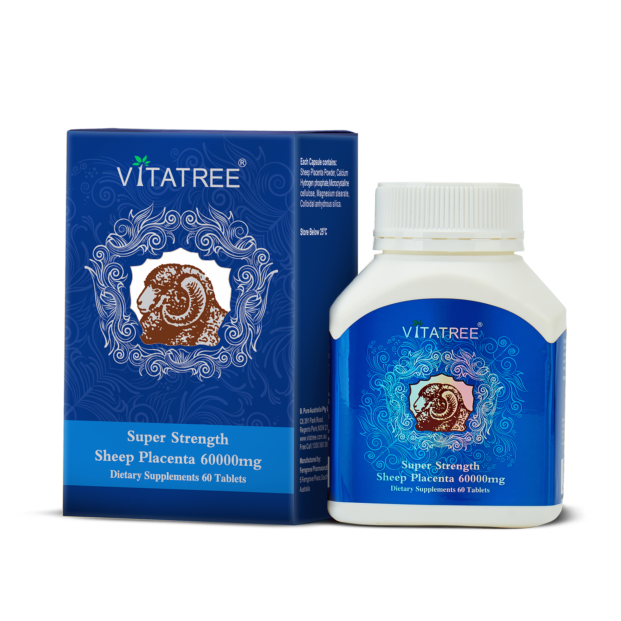 Nhau thai cừu Úc Vitatree Sheep Placenta 60000mg 60 viên