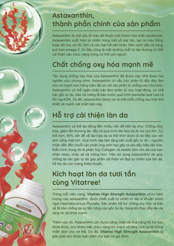 Viên trẻ hoá làn da Vitatree Astaxanthin