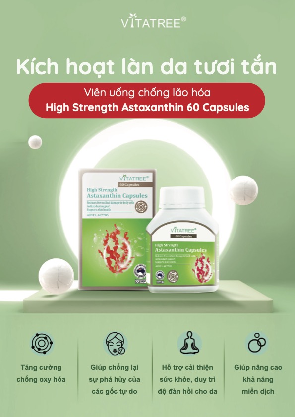 Viên trẻ hoá làn da Vitatree Astaxanthin