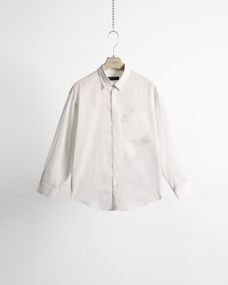 Áo Sơ Mi - Theon - Relaxed Fit - Kẻ Trắng