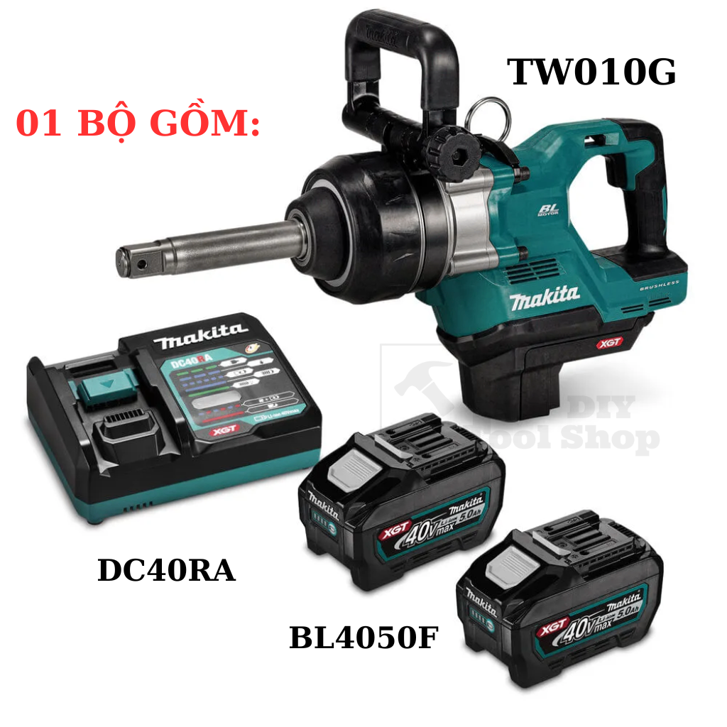 Máy siết bu lông dùng pin 40V Max Makita TW010GT201 | Kèm 2 Pin 5.0Ah + Sạc Nhanh + Thùng Makpac – Chính Hãng
