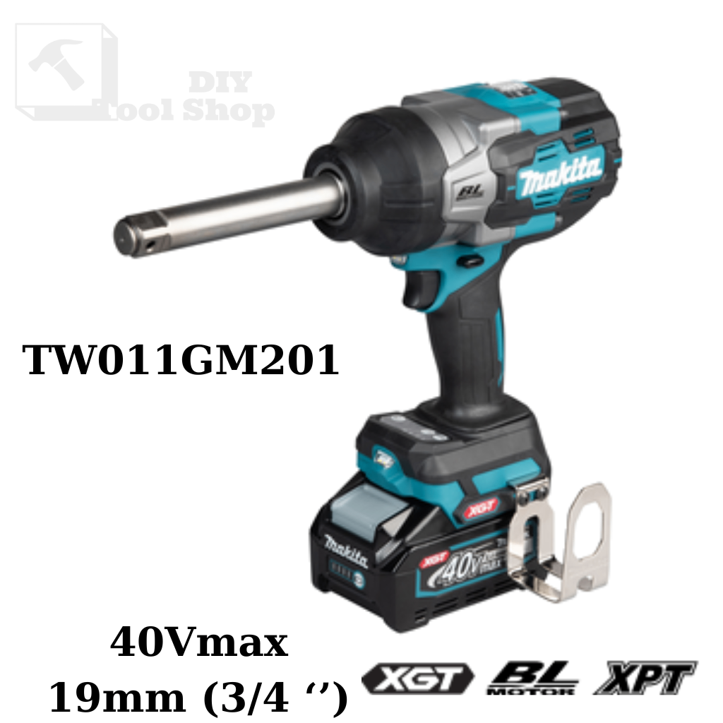 Máy Vặn BuLông Pin Makita TW011GM201 40V Max (Cốt 19mm – 1.900N.m) | Bộ 2 Pin 4.0Ah + Sạc Nhanh + Thùng Makpac – Chính Hãng