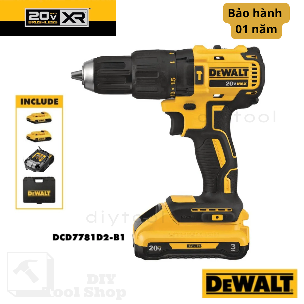 Máy Khoan Vặn Vít Dùng Pin 20V DEWALT DCD7781D2-B1 - Chính hãng