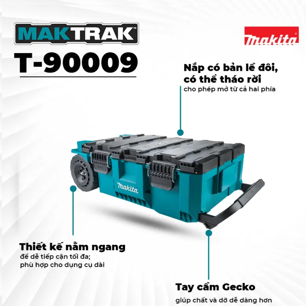 Tủ đựng Dụng cụ có bánh xe và tay kéo Makita T-90009 MAKTRAT – Giải pháp lưu trữ dụng cụ di động chuyên nghiệp