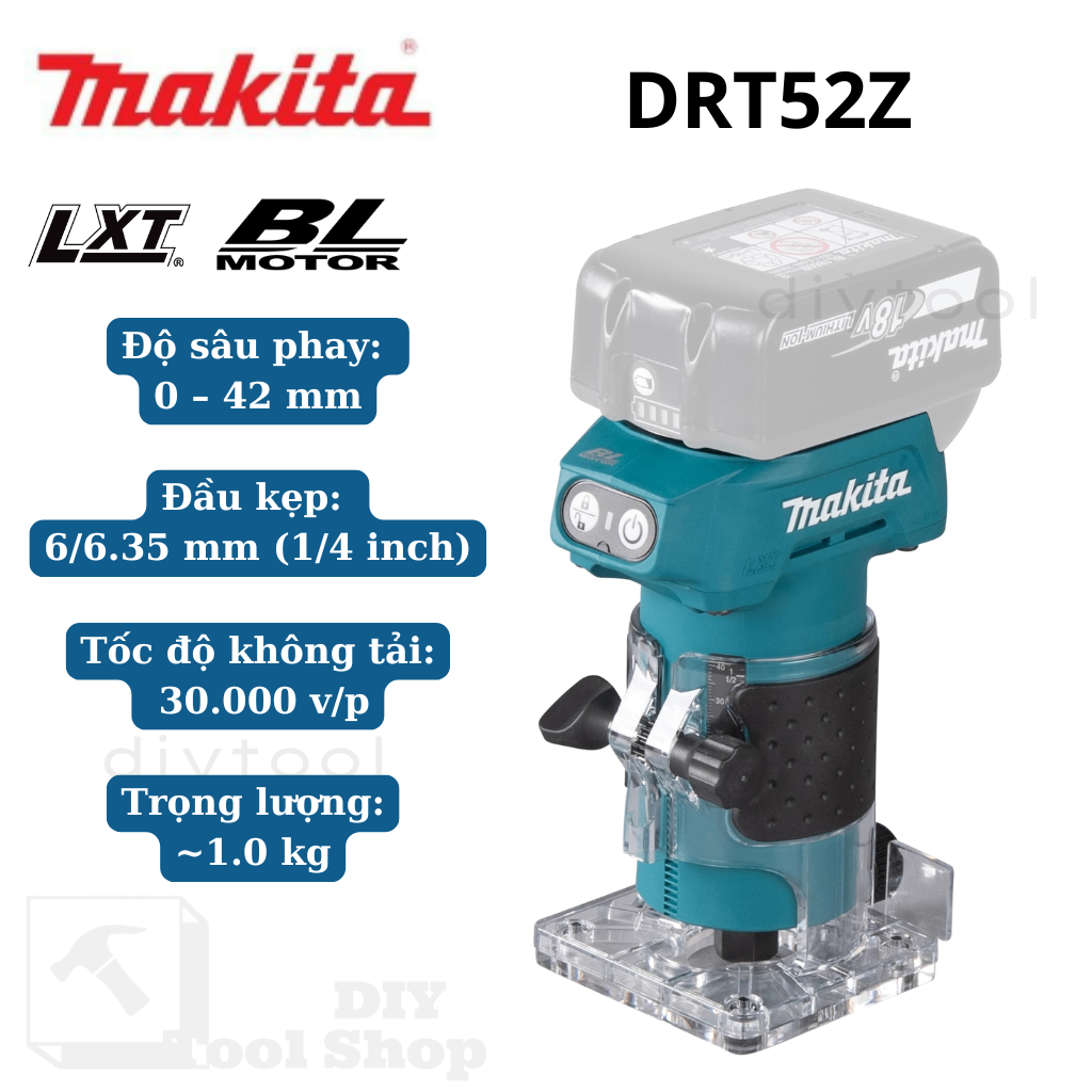 Makita DRT52Z – Máy Đánh Cạnh/Phay Cạnh Dùng Pin 18V Brushless Chính Hãng