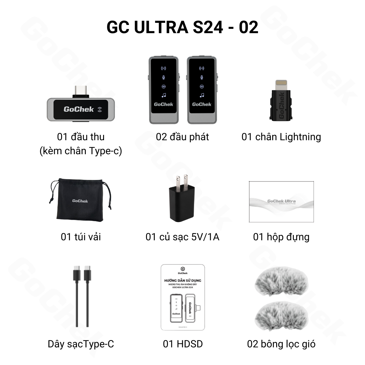 Micro thu âm không dây GoChek Ultra S24 - Bộ 2 Mic Không Kèm Hộp Sạc