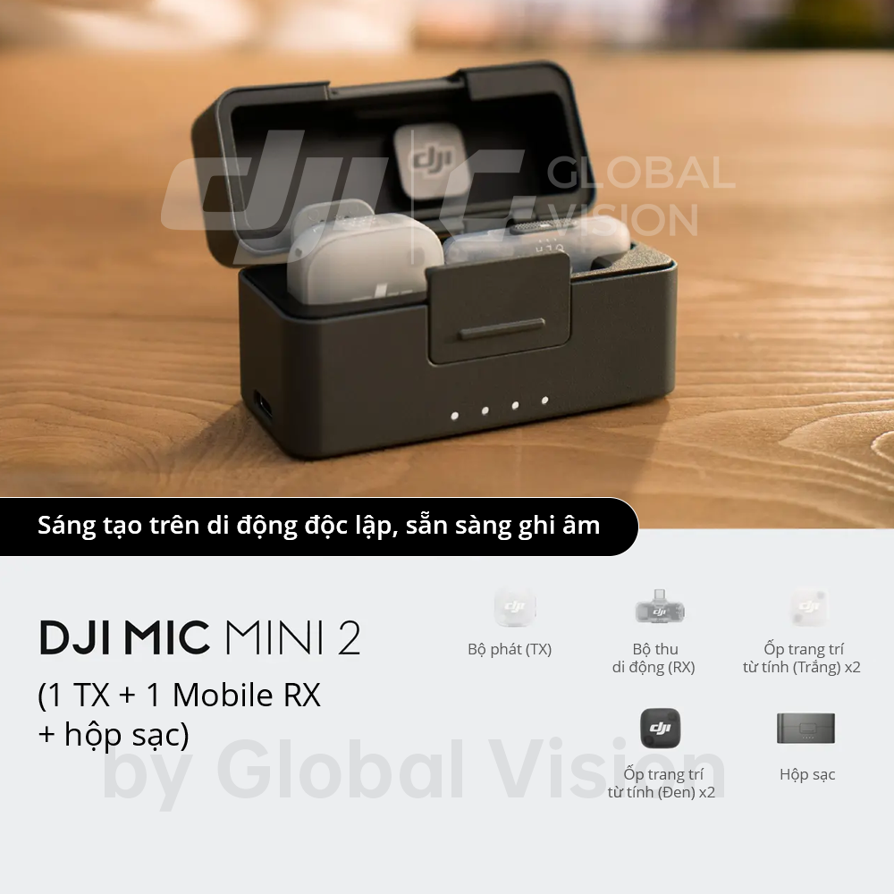 Bộ Micro Đơn Thu Âm DJI Mic Mini 2 Microphone nhỏ gọn nhẹ, khử ồn chất lượng dùng cho điện thoại