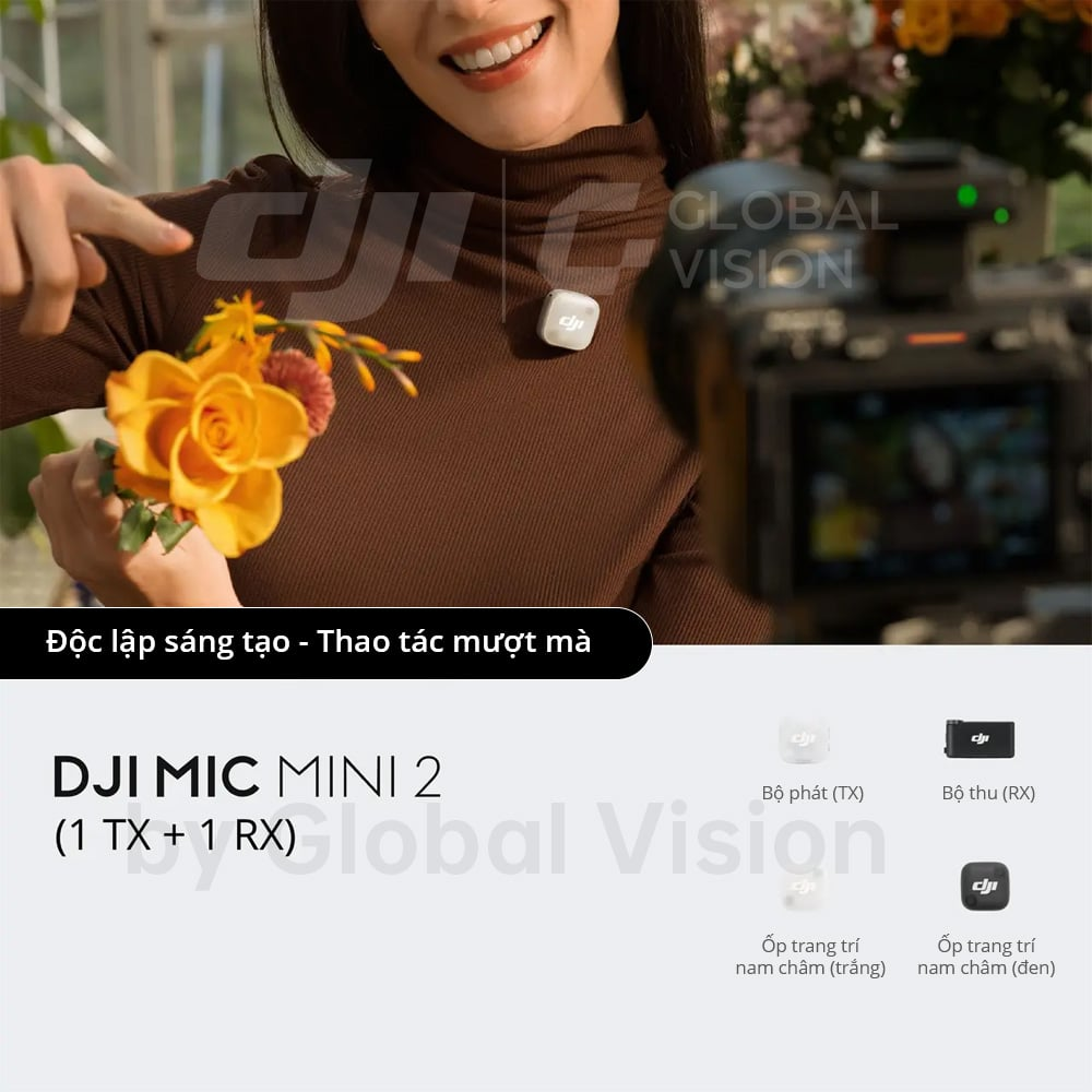 Bộ Micro Đơn Thu Âm DJI Mic Mini 2 Microphone sử dụng đa thiết bị nhỏ gọn nhẹ, khử ồn chất lượng