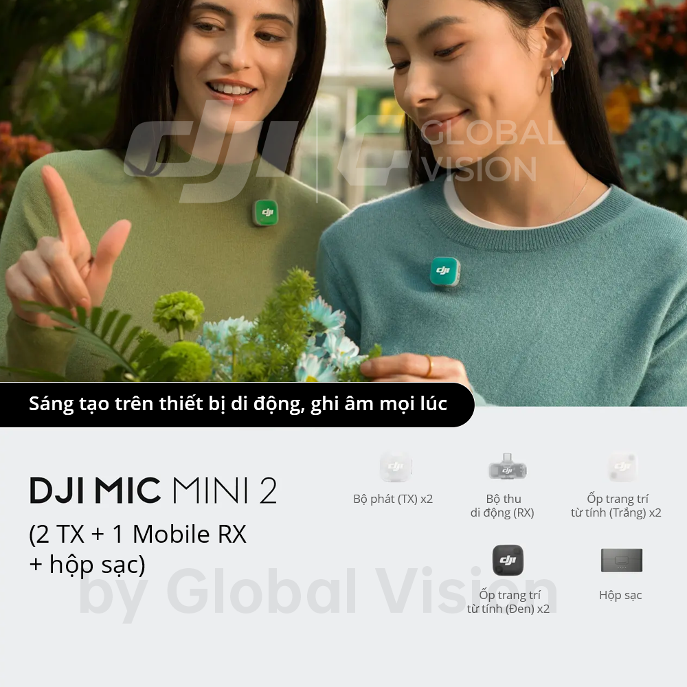 Bộ Micro Thu Âm DJI Mic Mini 2 Microphone nhỏ gọn nhẹ, khử ồn chất lượng dùng cho điện thoại