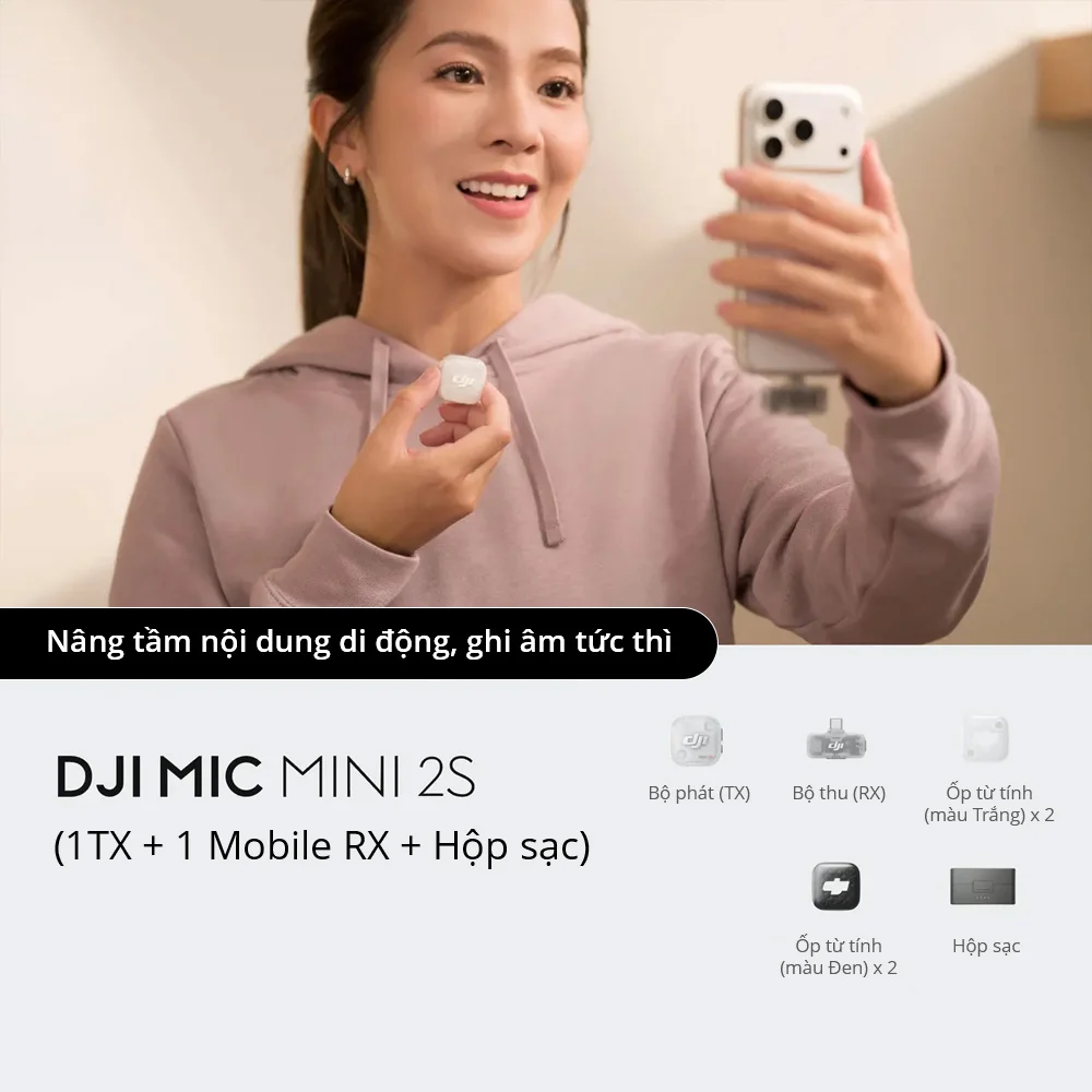 Microphone DJI Mic Mini 2S (1 TX + 1 Mobile RX + Charging Case) | Chính hãng