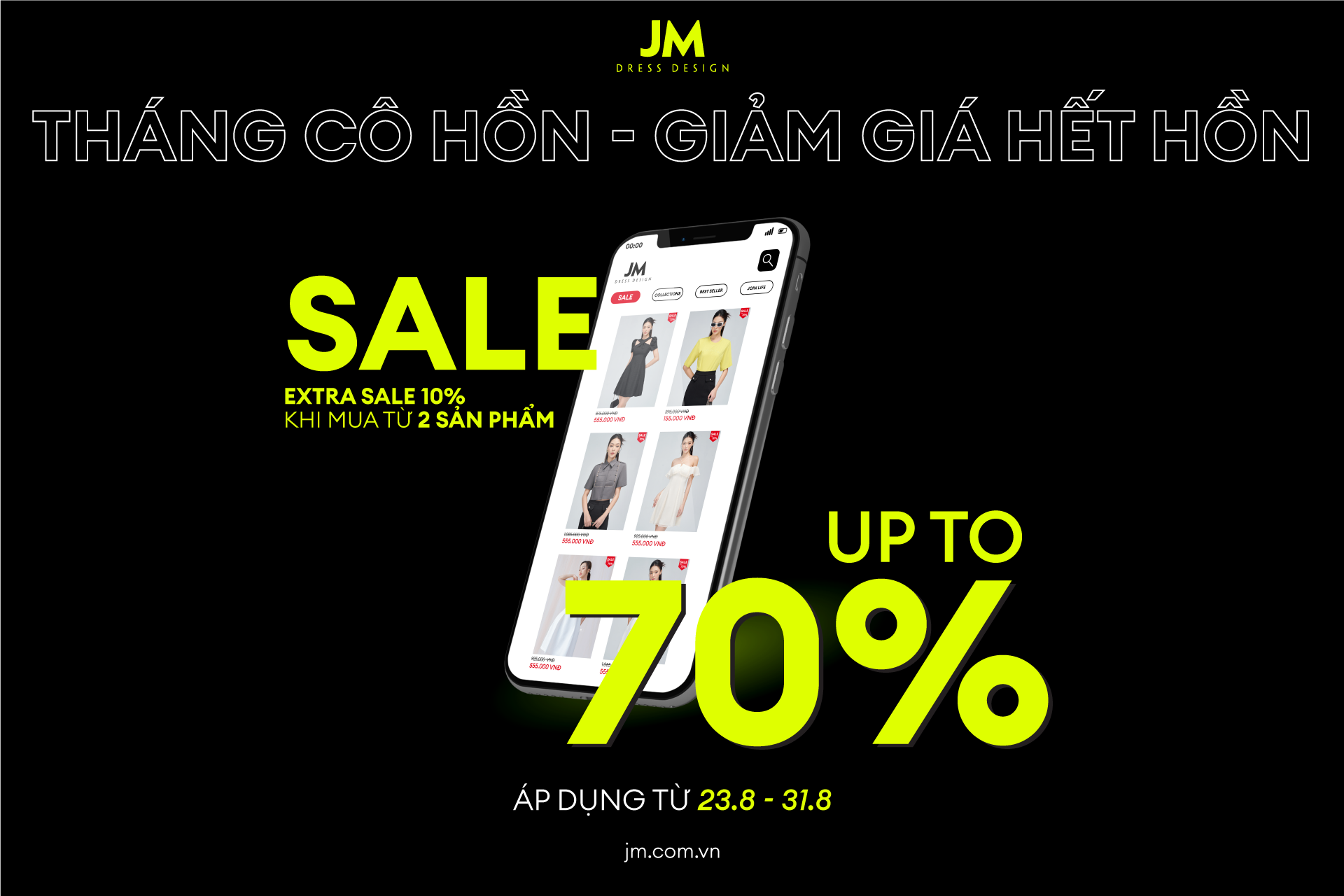 KHÔNG NGẠI CÔ HỒN, SALE HẾT HỒN 70% + EXTRA 10% KHI MUA 2 SẢN PHẨM