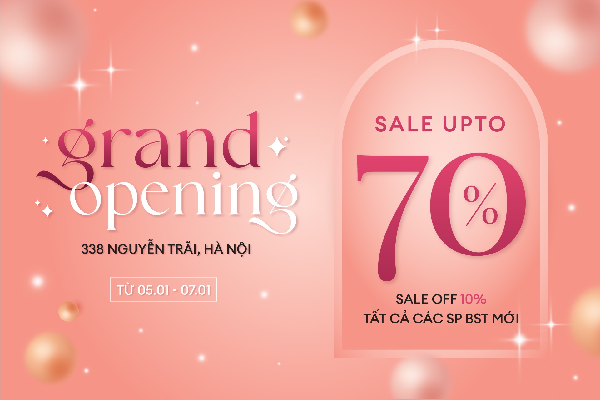 KHUYẾN MẠI TƯNG BỪNG, MỪNG KHAI TRƯƠNG JM 338 NGUYỄN TRÃI- SALE UP TO 70%