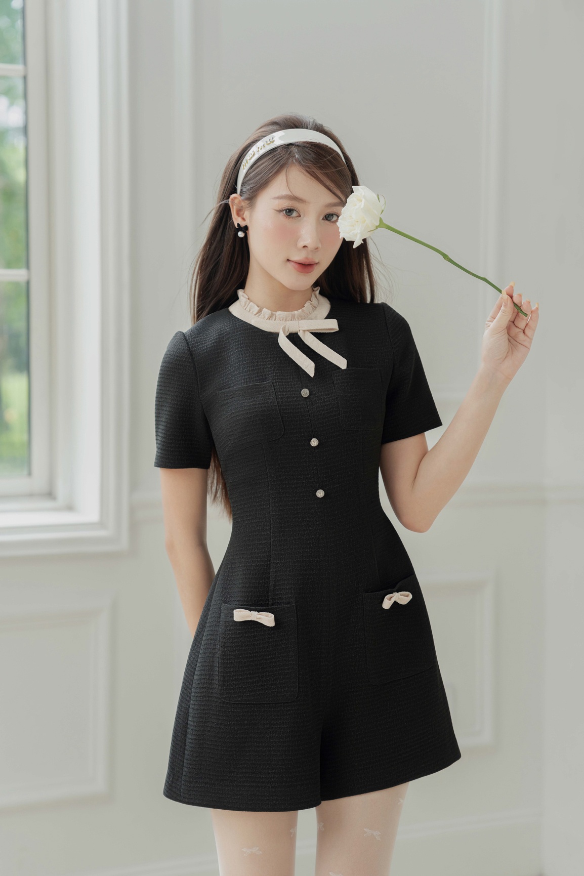Jumsuit cổ bèo 4 túi ốp