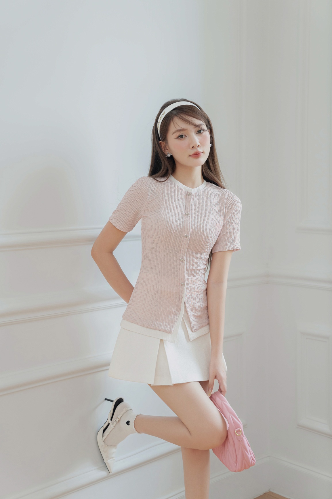 Áo cổ tròn , gâu phối giả 2 lớp