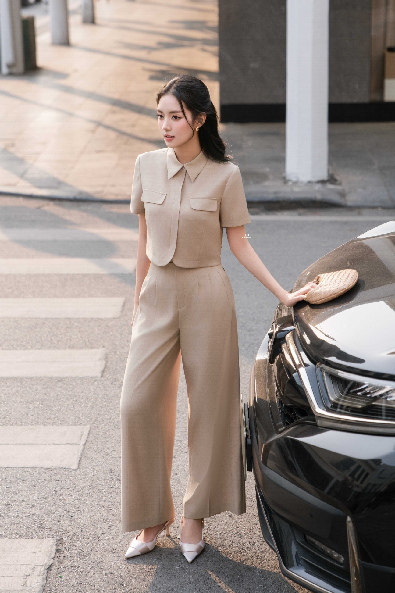 Quần cạp liền xếp ly bung