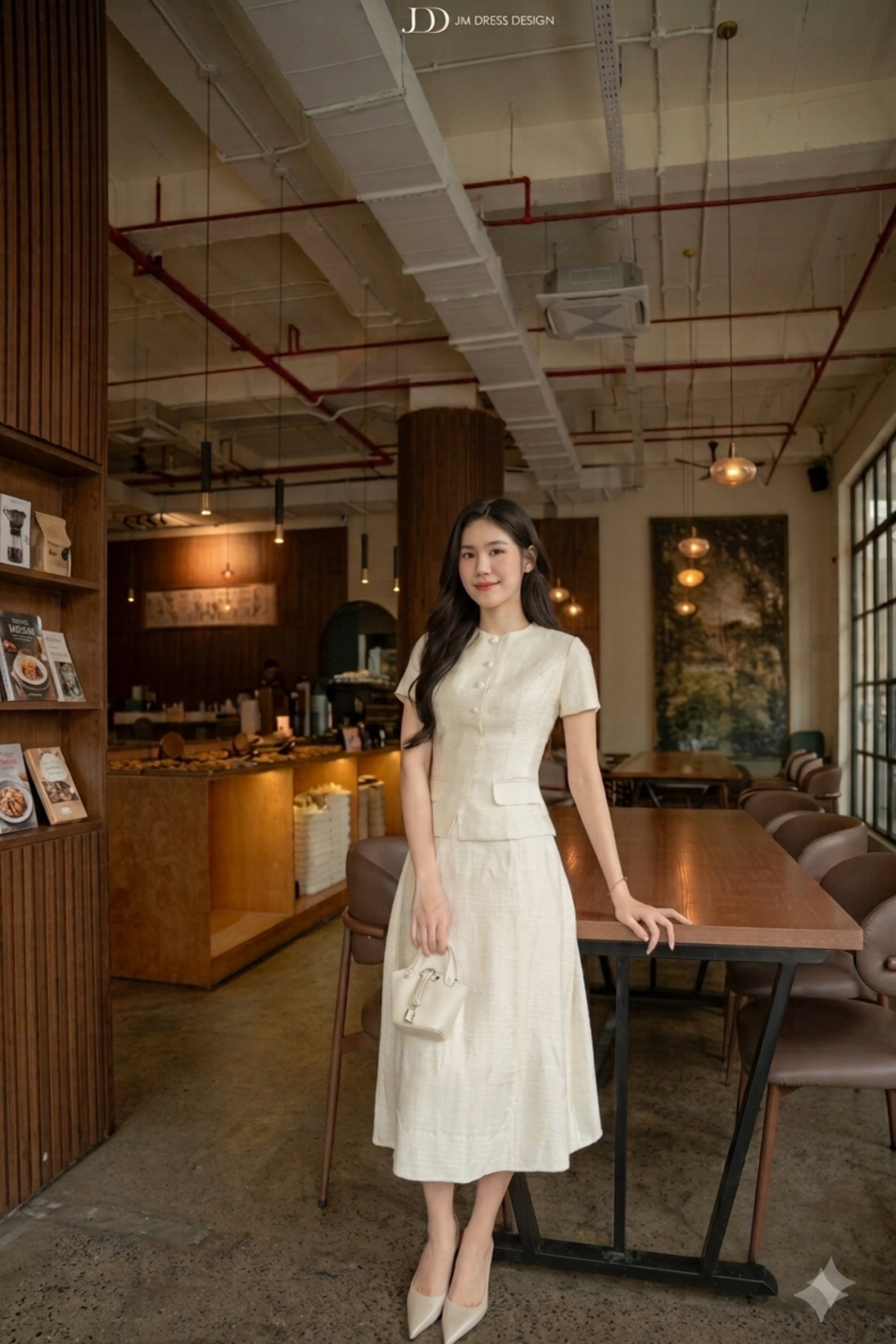 Áo kiểu dáng ôm phối bèo