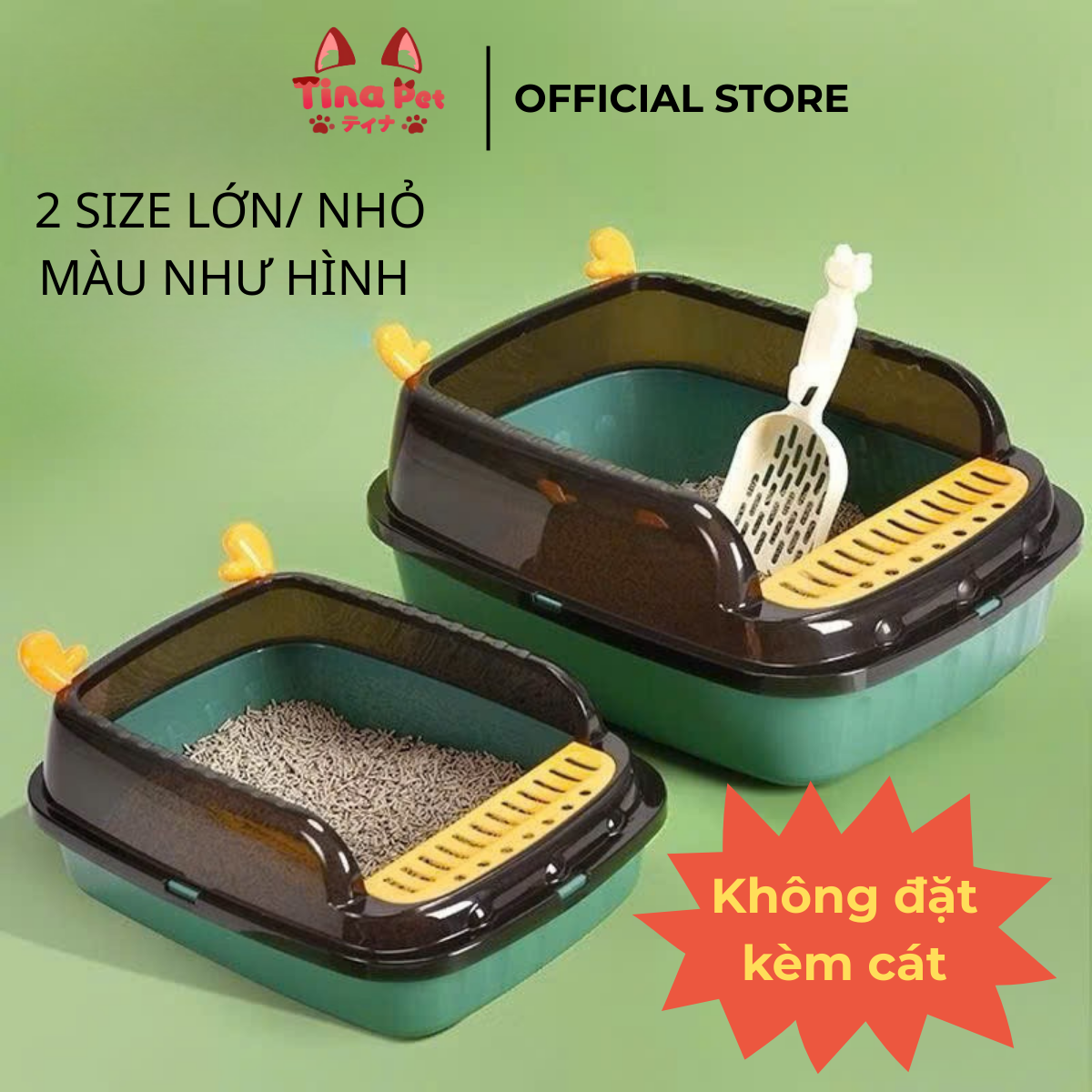 [KHÔNG ĐẶT KÈM CÁT Ạ] Khay vệ sinh cho mèo có sừng hươu | Tặng xẻng | Màu ngẫu nhiên TINA PET