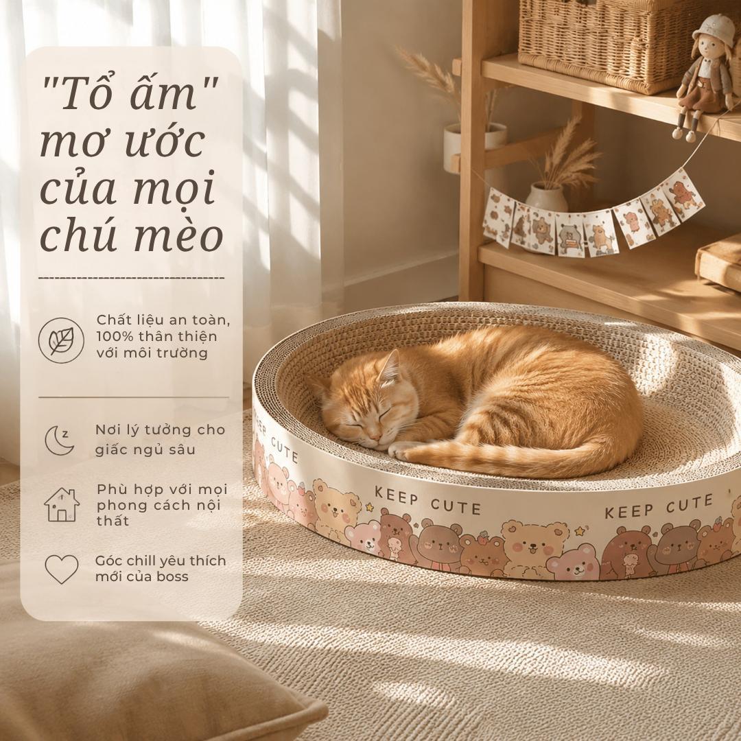 Bàn Cào Móng Đa Năng Cho Mèo TINA PET | Ổ Nằm, Chơi Đùa & Cào Móng 3in1