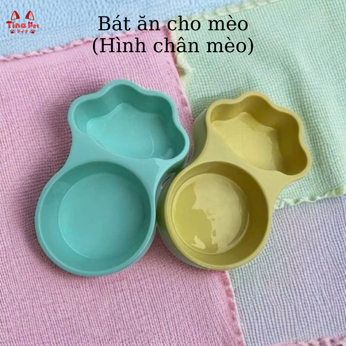 Bát ăn cho mèo, hình chân mèo, giao màu ngẫu nhiên TINA PET