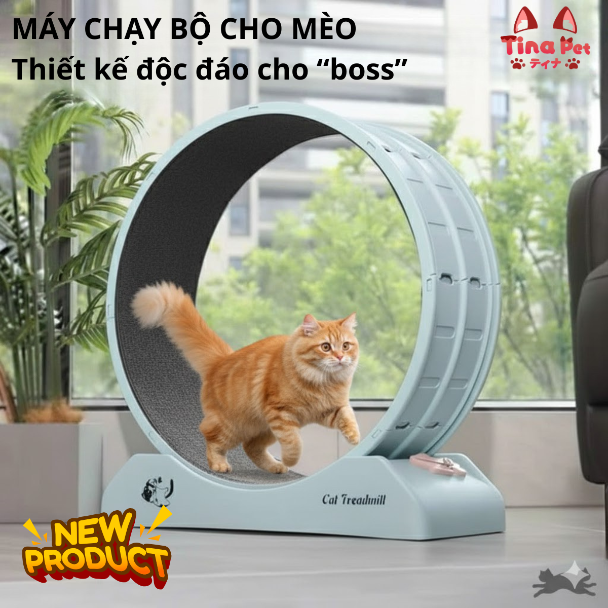 Máy chạy bộ cao cấp cho mèo TINA PET | CÓ 3 MÀU | Đồ chơi cho mèo, yêu mèo