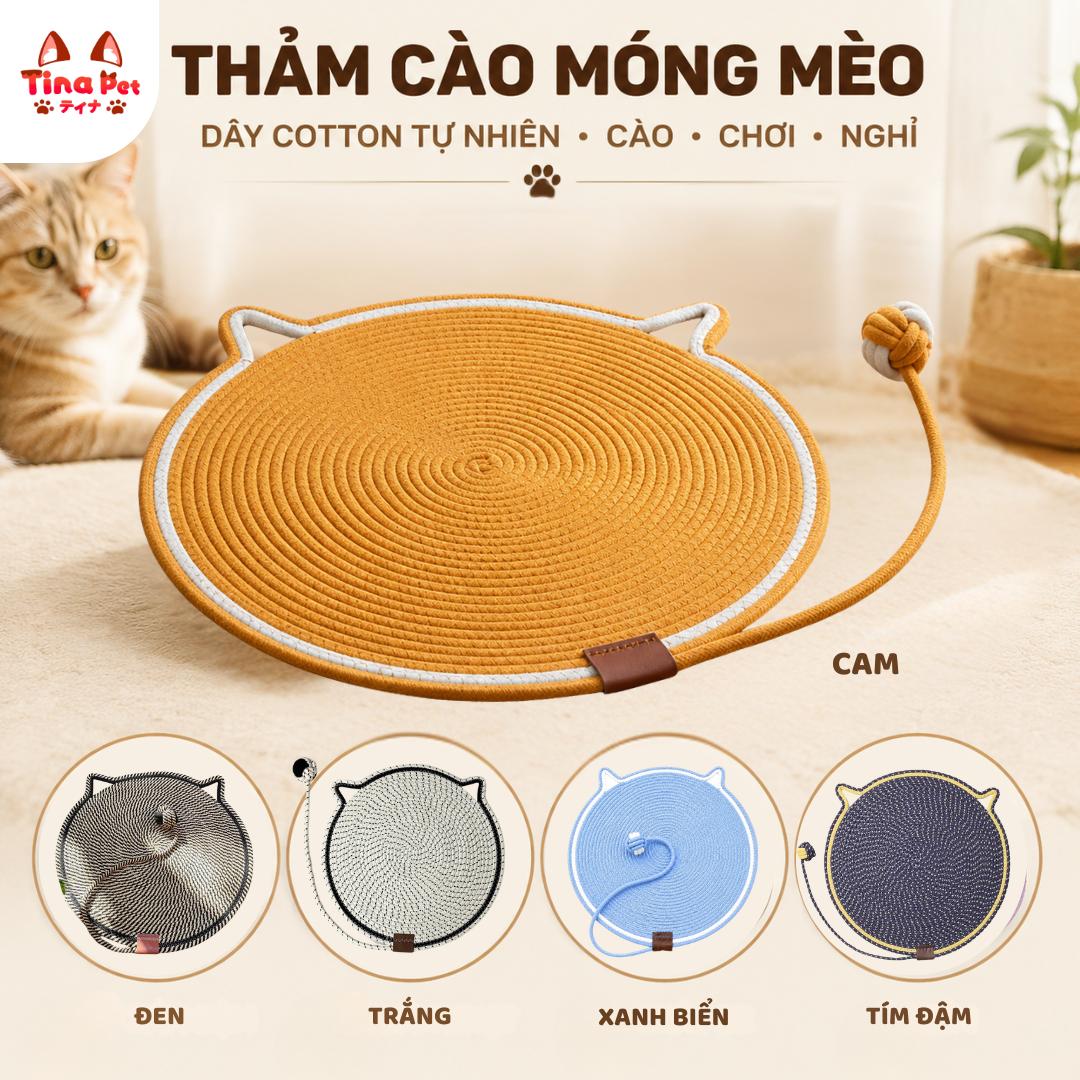 Thảm cào móng cho mèo kèm đồ chơi, dây bện chống mài mòn, kích thước 50cm Tina Pet - Nhiều màu sắc