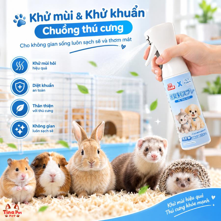 Xịt Khử Khuẩn Và Khử Mùi Đa Năng Cho Chó Mèo 300ml TINA PET | Giảm Mùi Hôi Nước Tiểu Thú Cưng