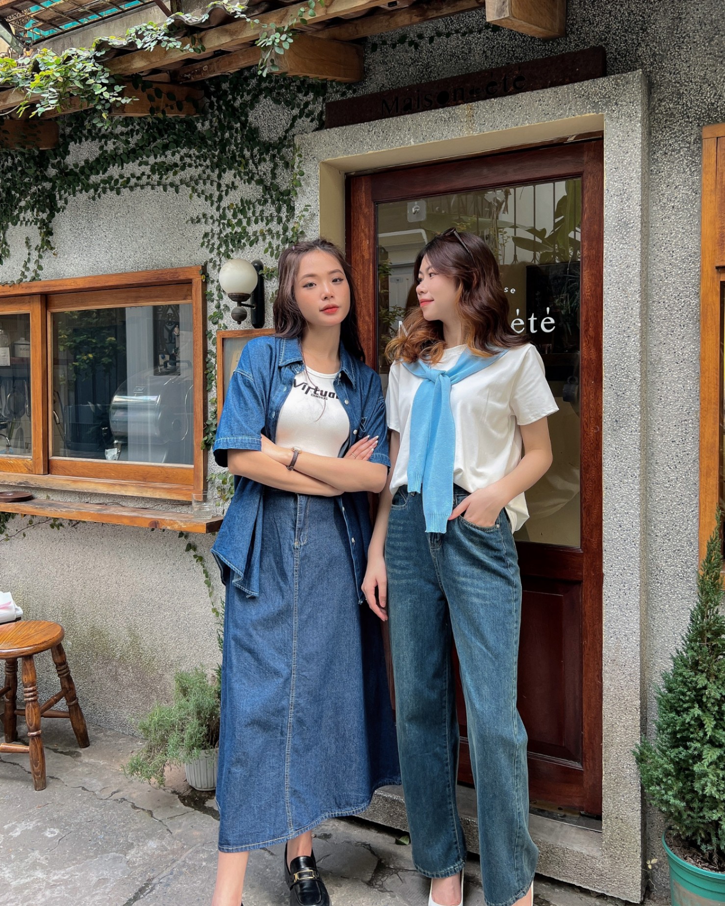 Chân váy jean xếp ly dáng chữ a kèm đai jean thời trang SẴN | Shopee Việt  Nam