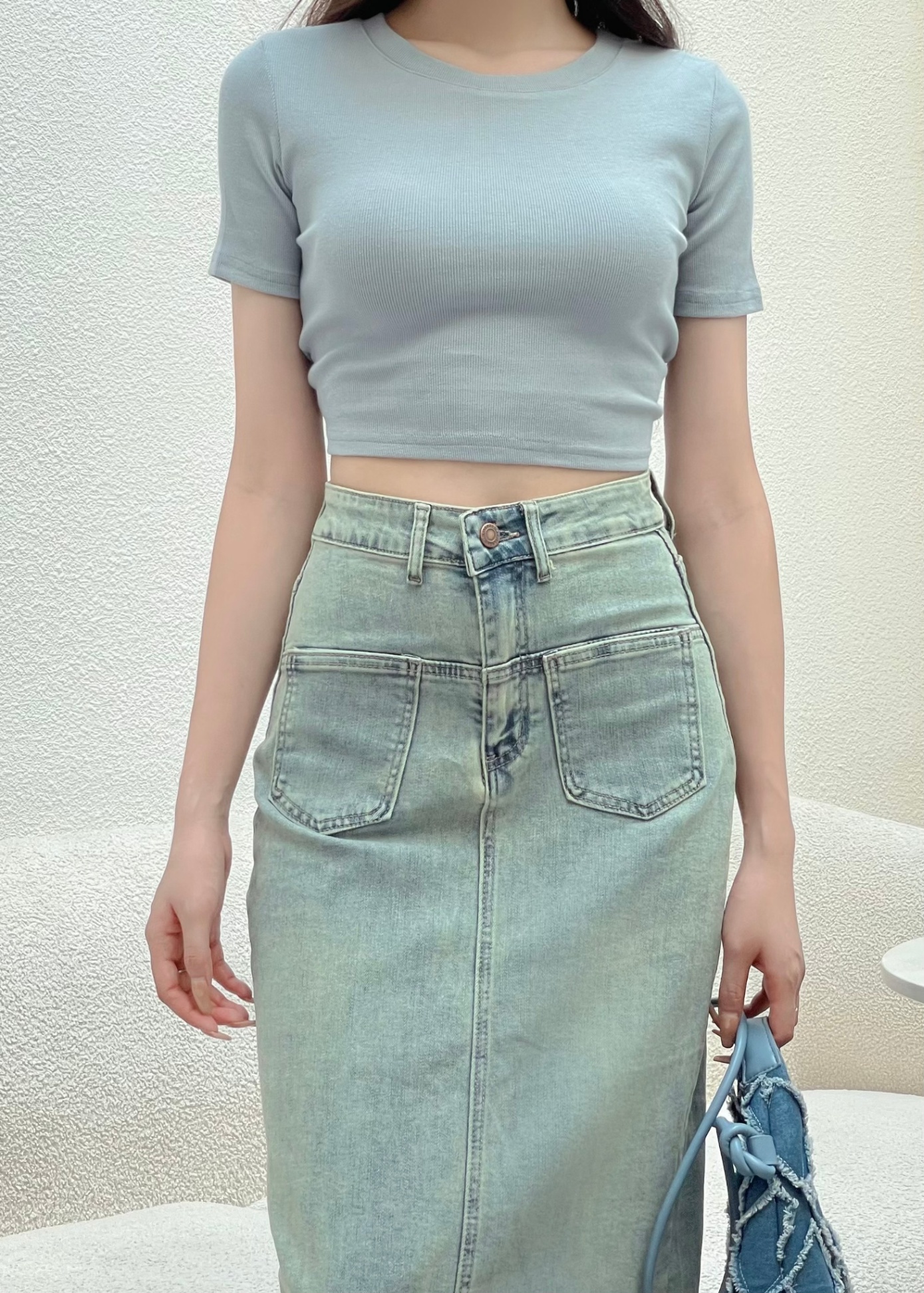 Chân Váy Jeans Dáng Dài, Cài Khuy, Co Dãn 3175 | Jeans Style