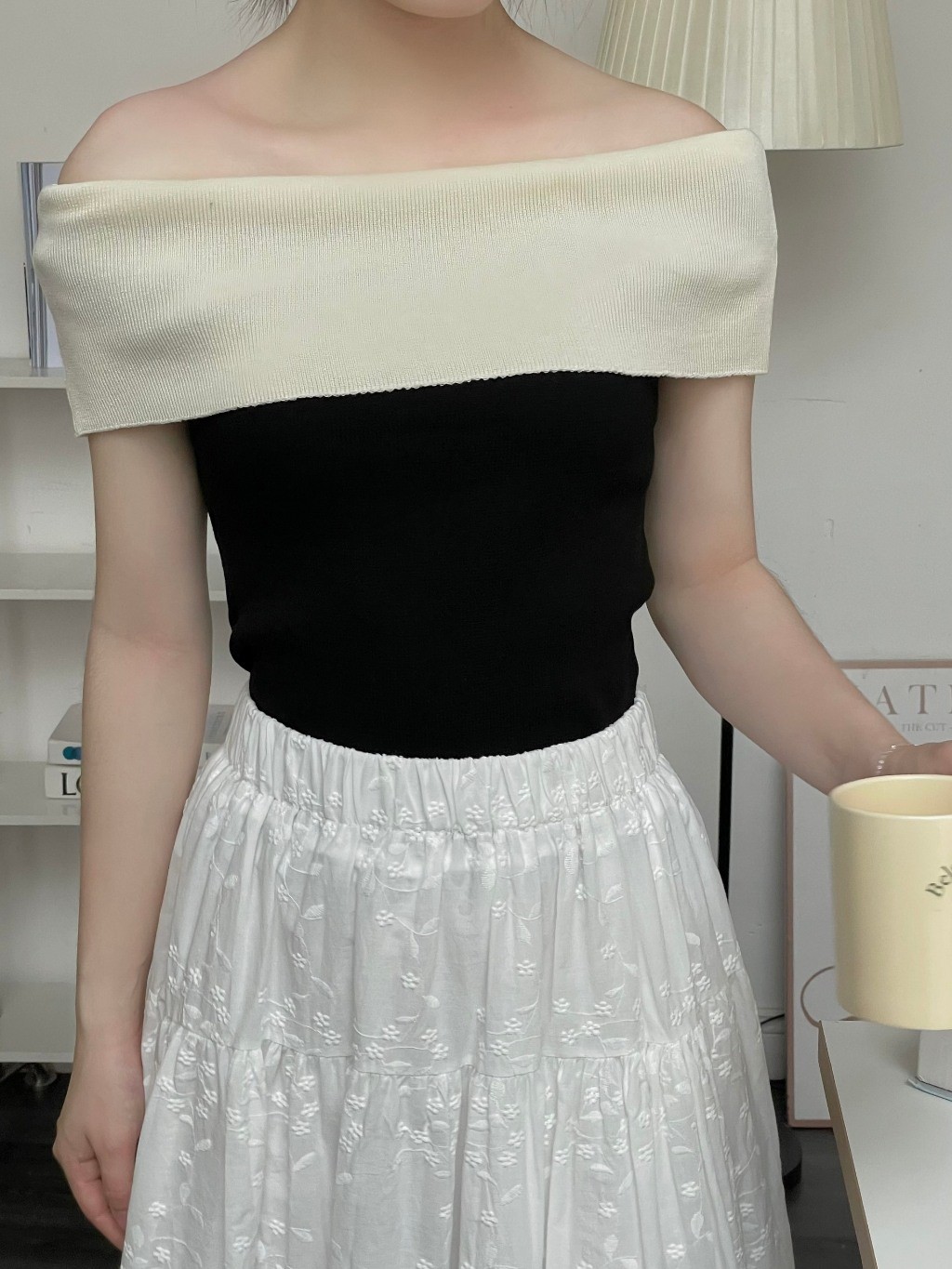 áo trễ vai nữ a3240341 croptop 1 màu + kẻ1199