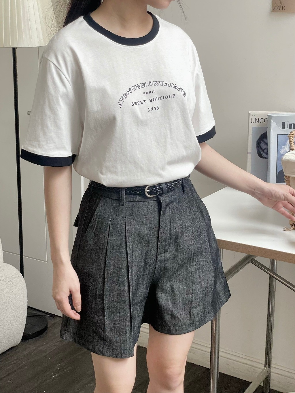 áo phông nữ a6240655 chữ ngực viền màu 6637