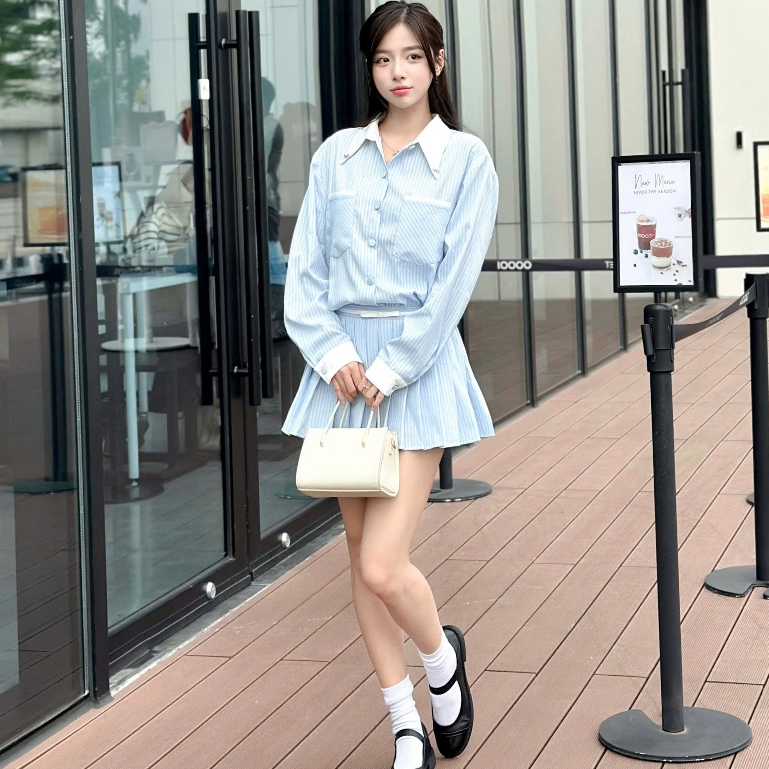 Váy sơ mi nữ Germe VVND102403 Neko Dress chun eo tùng xếp ly DH24V110