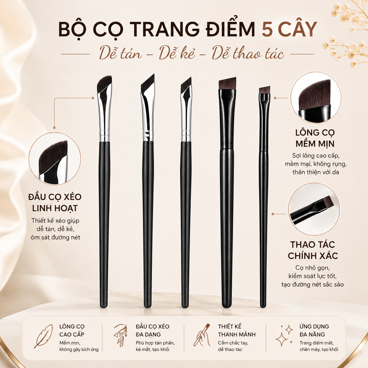 [BÁN LẺ 1 CÁI] Cọ Vẽ Mắt 15cm