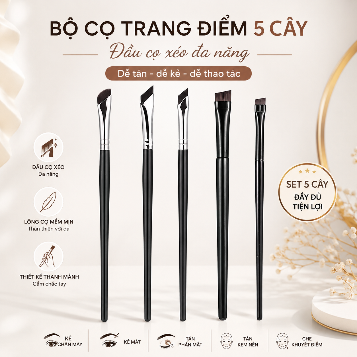 [BÁN LẺ 1 CÁI] Cọ Vẽ Mắt 15cm