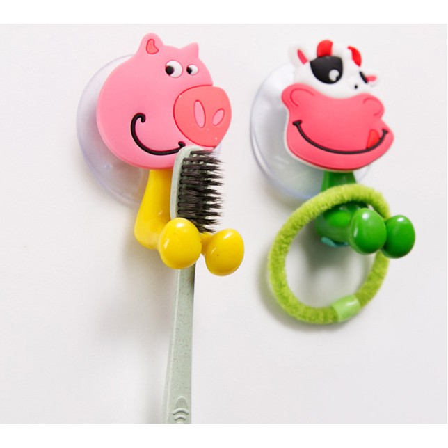 Móc treo bàn chải treo đồ - đế hút chân không dễ thương - giao mẫu ngẫu nhiên