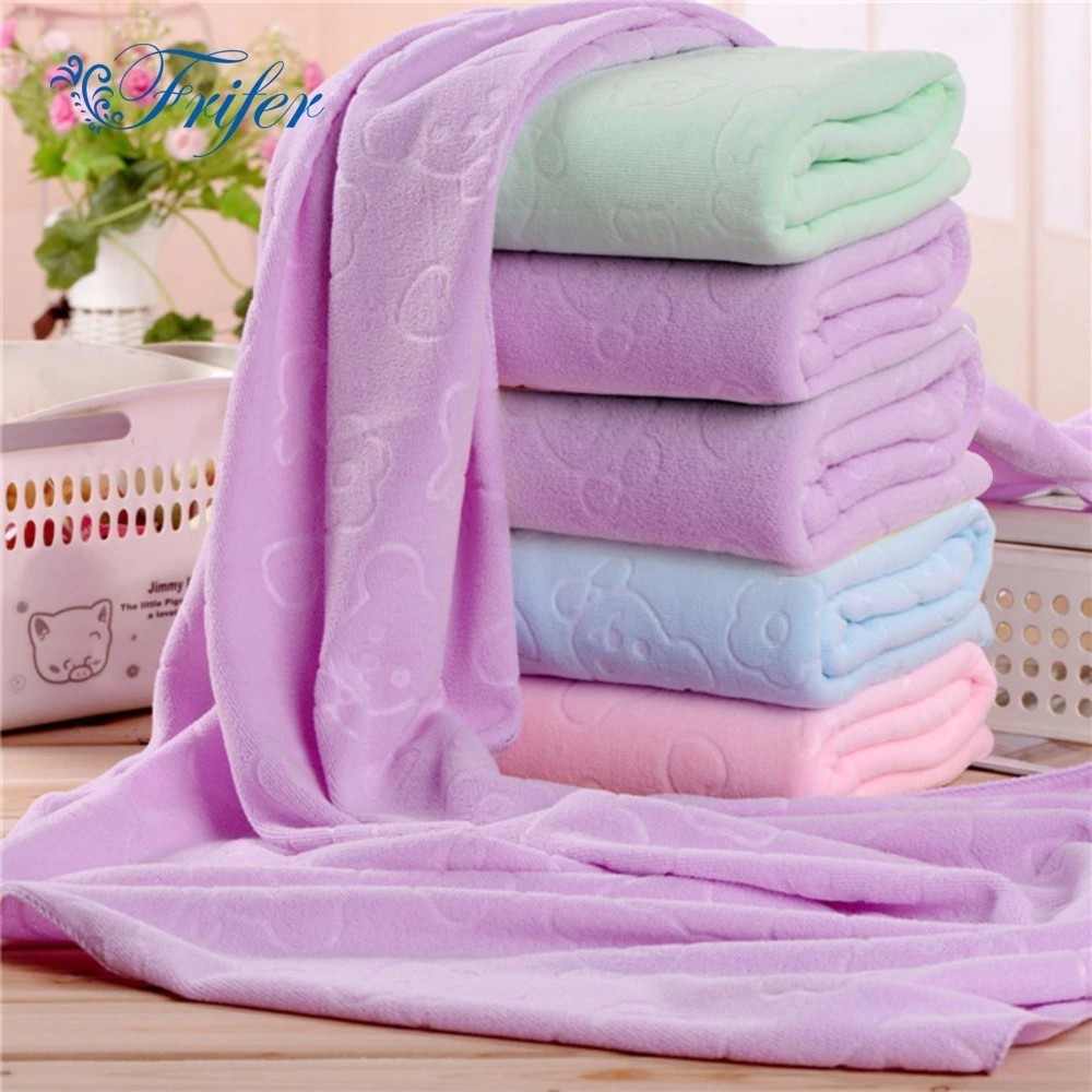 Khăn Tắm Xuất Nhật Họa Tiết Gấu In Chìm Khổ Lớn 1m4 x 70cm - màu mix ngẫu nhiên