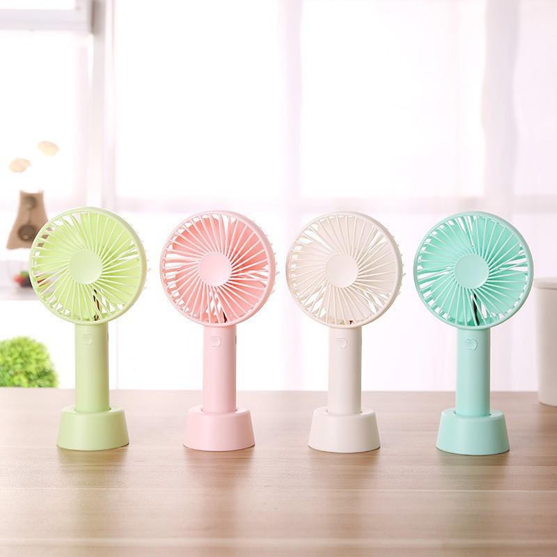 Quạt Tích Điện Cầm Tay 3 Tốc Độ Gió(Có Pin Và Ko Pin)(Đế Tròn) - CÓ PIN