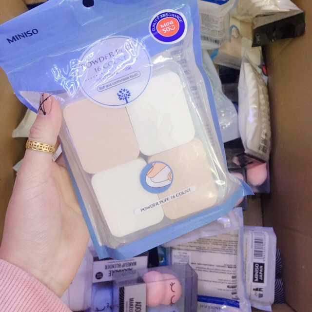 Mút tán kem nền Miniso 16 miếng - 1 set 16 miếng