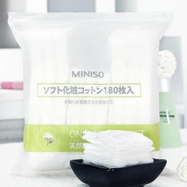 Bông tẩy trang Miniso Nhật Bản 180 miếng - 1 hộp 180 miếng