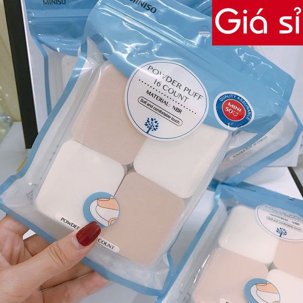 Mút tán kem nền Miniso 16 miếng - 1 set 16 miếng