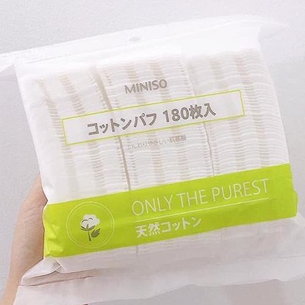 Bông tẩy trang Miniso Nhật Bản 180 miếng - 1 hộp 180 miếng