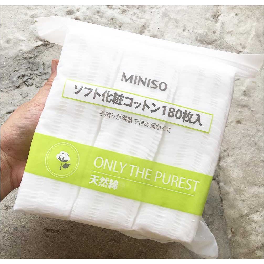 Bông tẩy trang Miniso Nhật Bản 180 miếng - 1 hộp 180 miếng