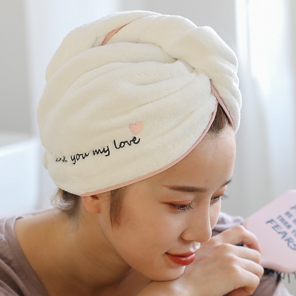 Mũ quấn ủ tóc nhanh khô thấm hút cute tặng kèm túi zip