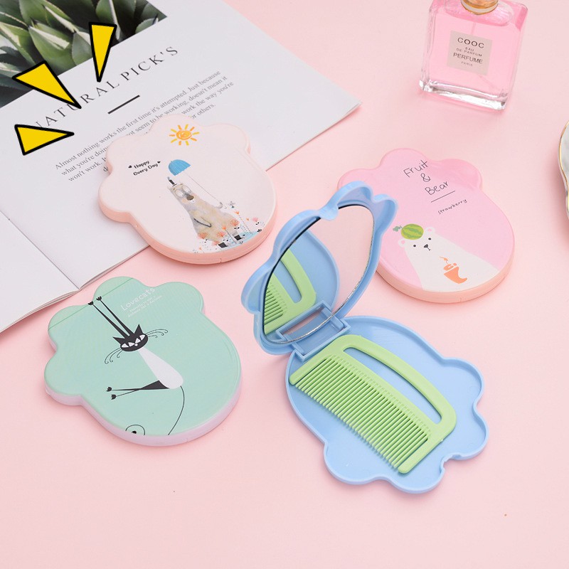 Hộp gương cute nhiều hình bên trong có sẵn lược - Giao mẫu ngẫu nhiên